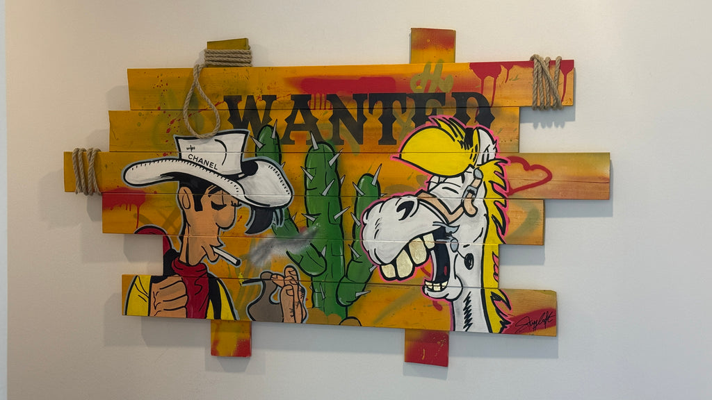 Lucky Luke - WANTED - Holzbalken 150 cm