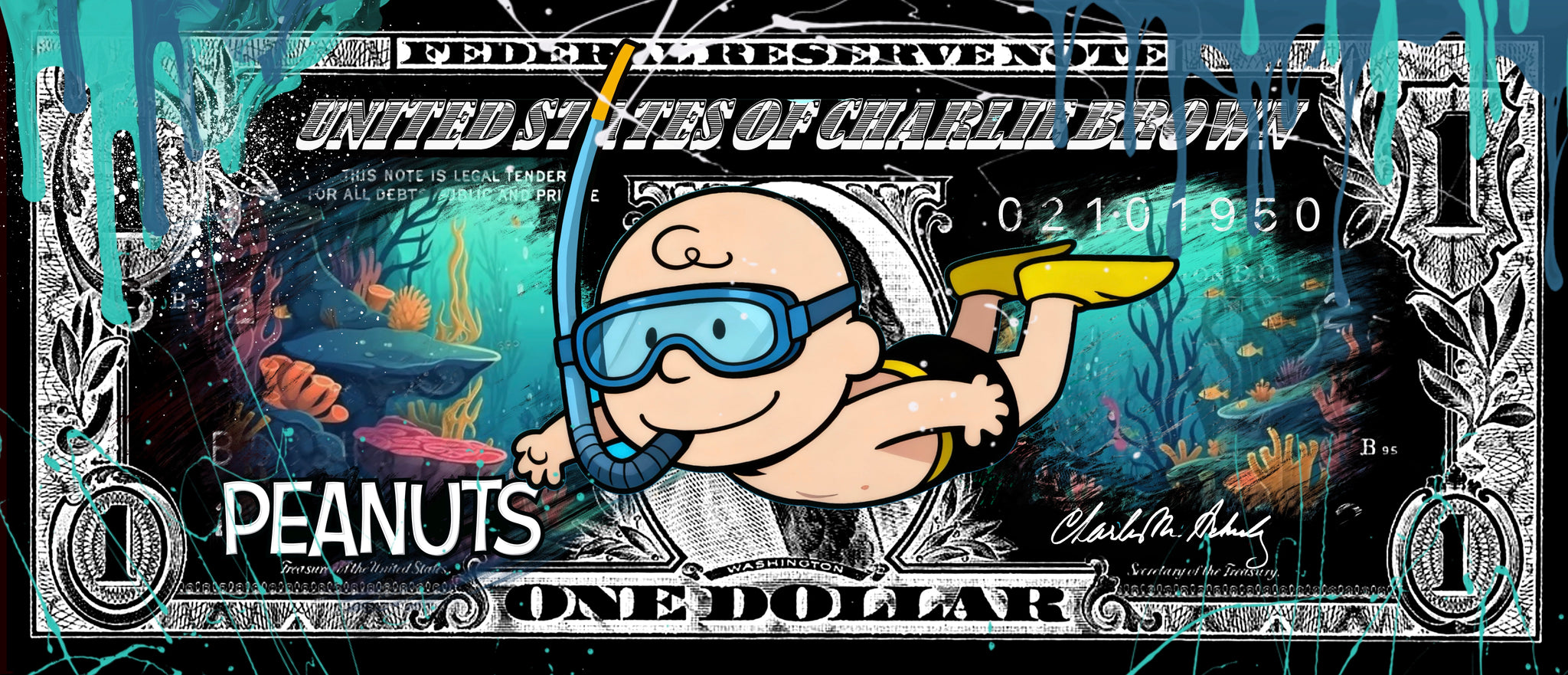 UNDER WATER CHARLIE BROWN DOLLAR