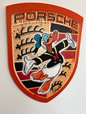 Donald Duck Porsche Schild