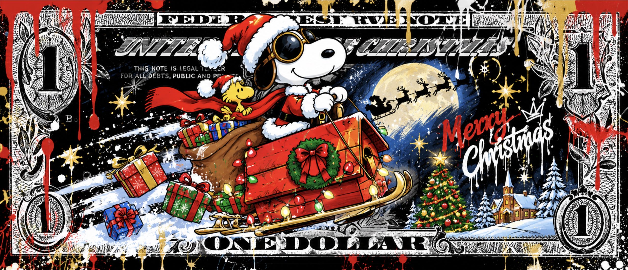 X-MAS WEIHNACHTS SNOOPY DOLLAR